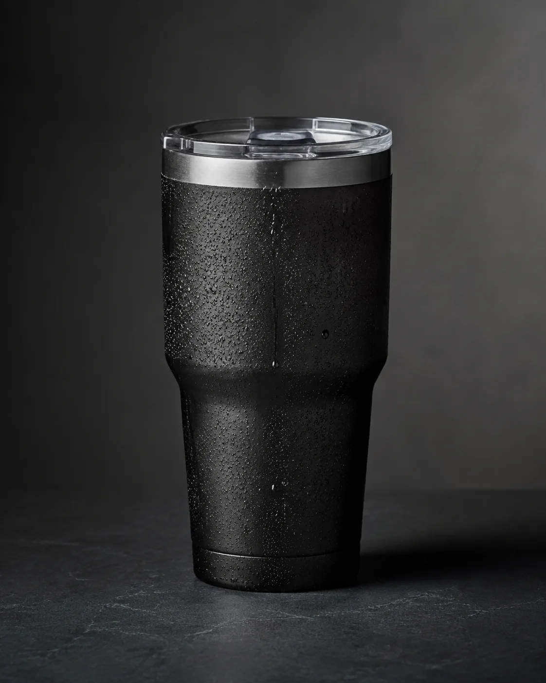 แก้ว tumbler สีดำมีหยดน้ำเกาะ